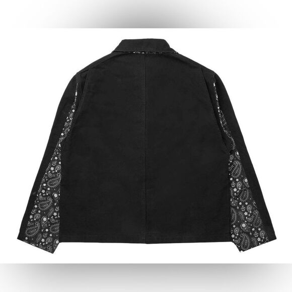 NWT HSTRY By NAS Men’s Black & Paisley Duck Canvas Denim Jacket - Size M - Picture 5 of 11